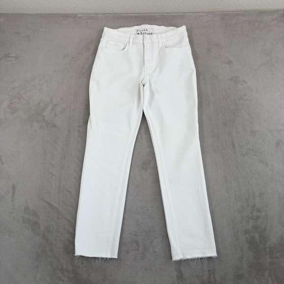 Frank & Eileen Raw Hem Stretch 5 Pocket Pants in White Women 27 Zip Fly $298